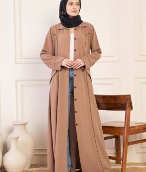 Front Open Abaya/Burqa for Women with Black Georgette Hijab